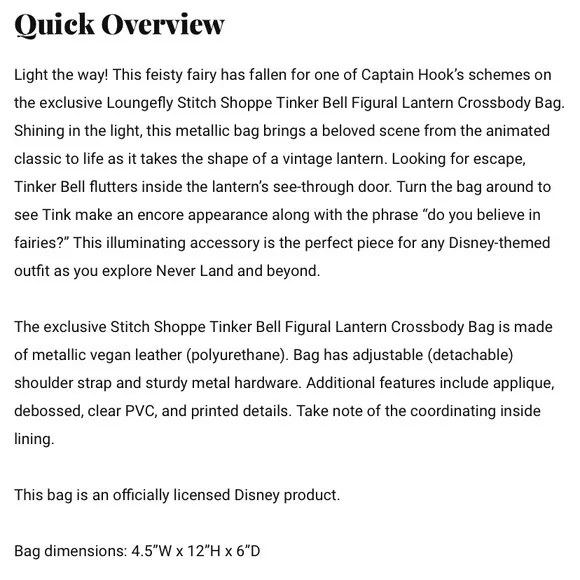 Stitch Shoppe Tinkerbell Lantern Crossbody Bag by Loungefly - Picture 2 of 8